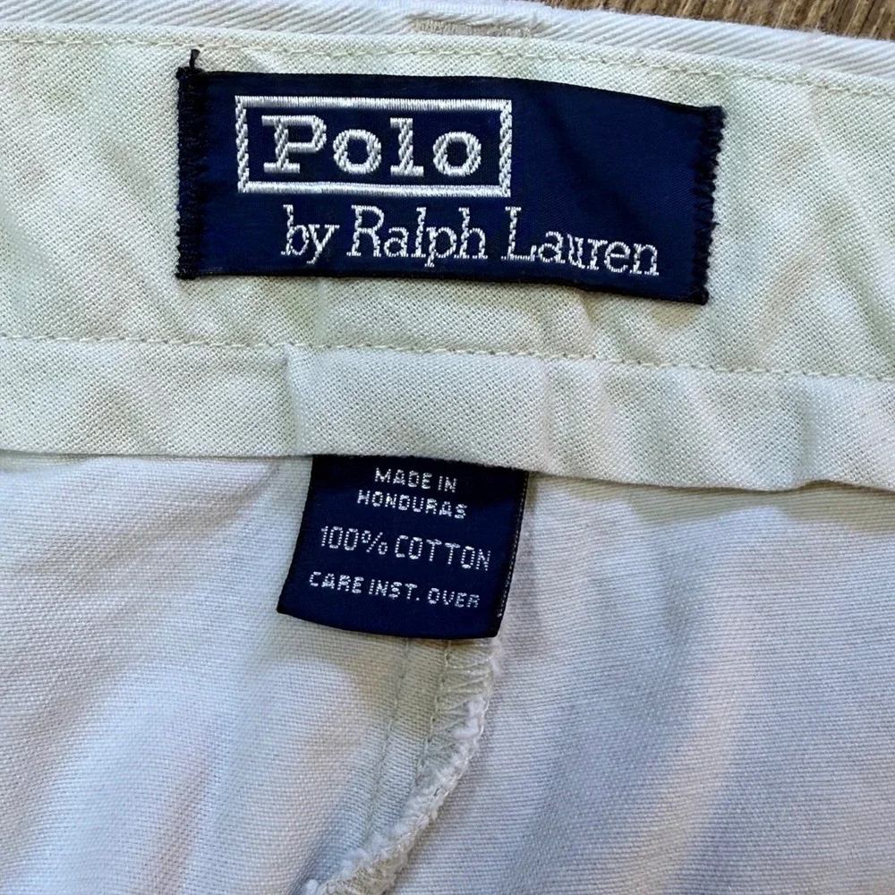 Vintage Polo Ralph Lauren Shorts Men 44 Khaki Pleated Front Cotton Chino Preppy‎